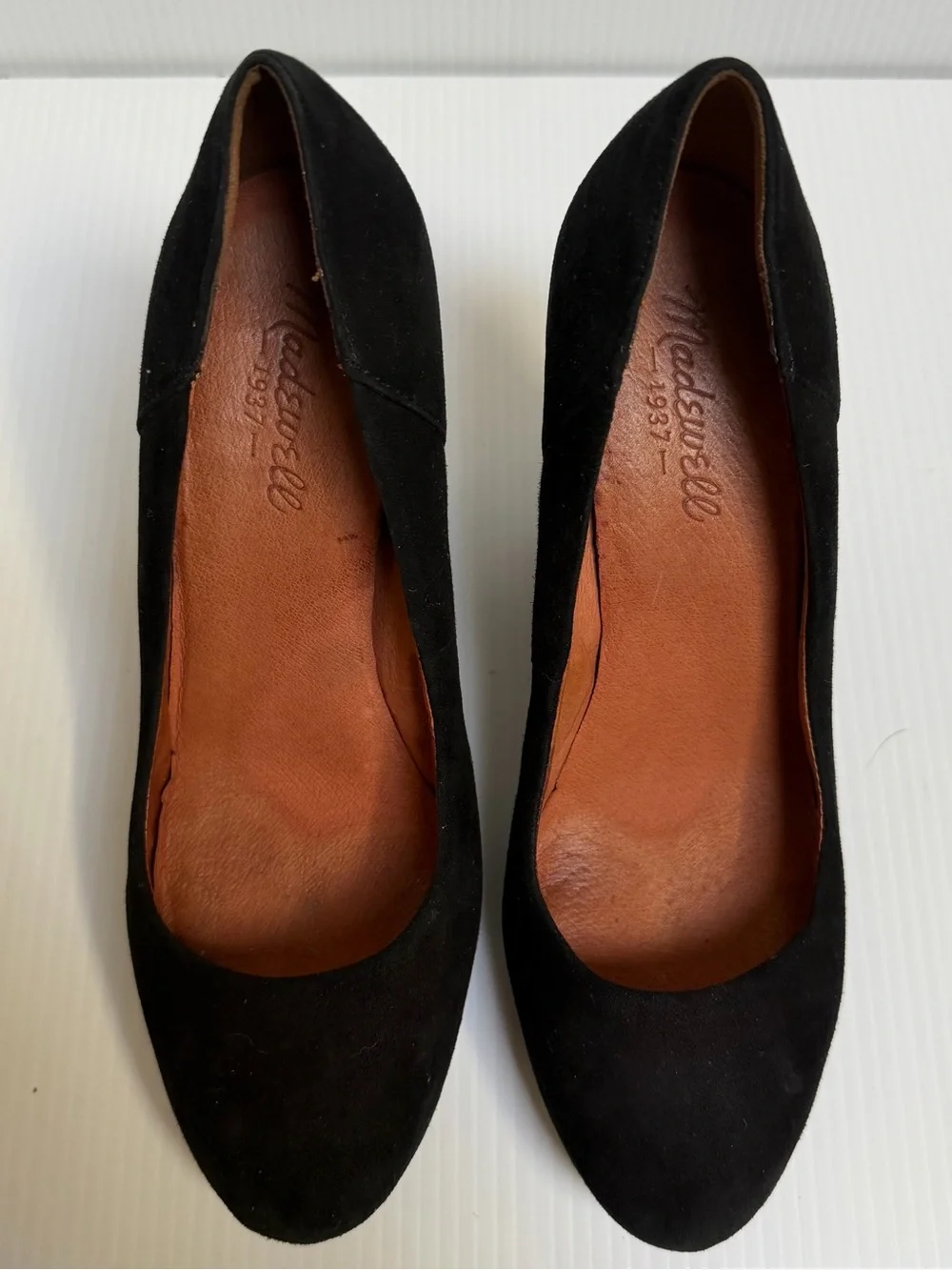 Madewell Black Suede Block Heel Pump